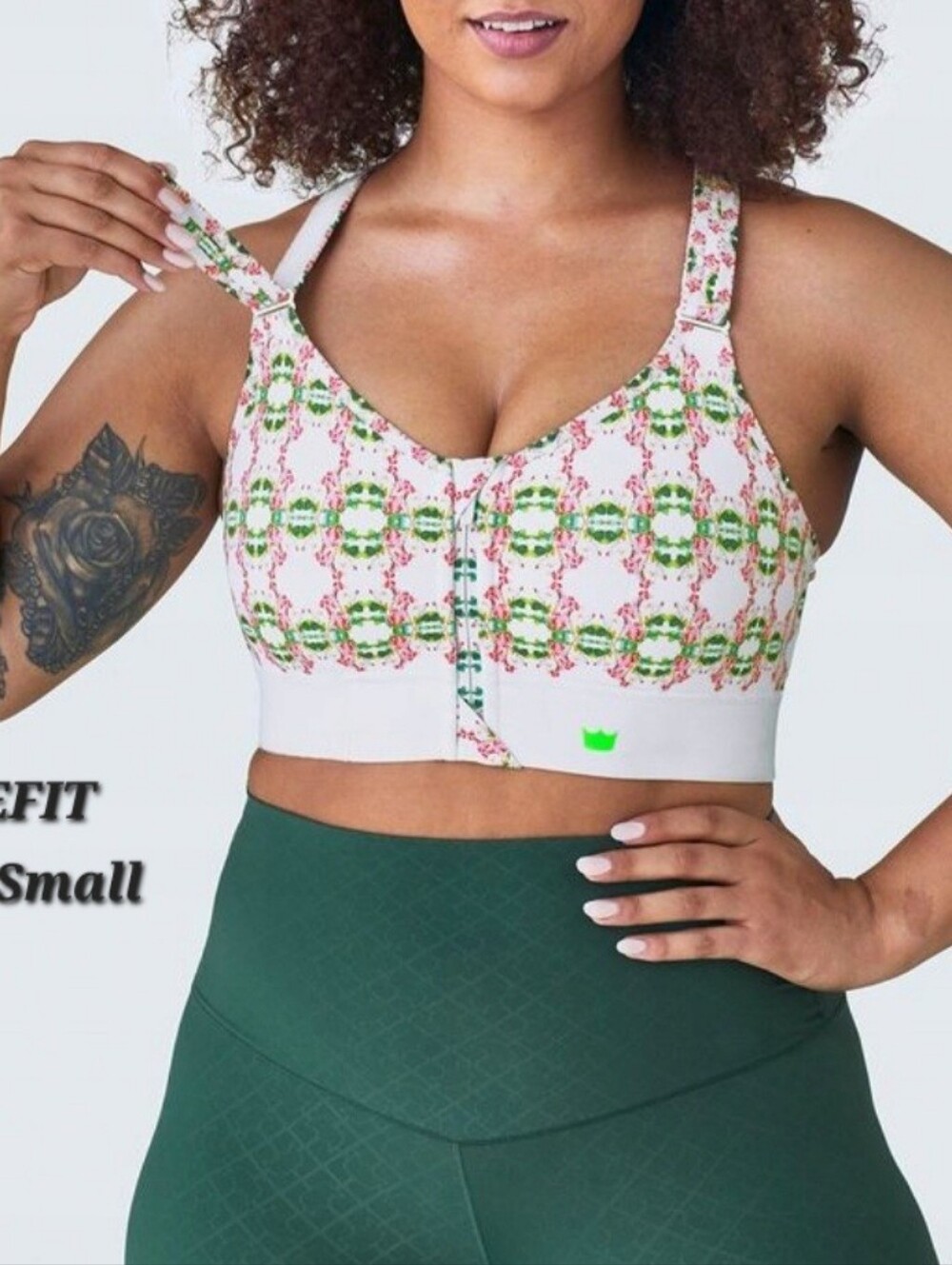 NWOT Limited Edition SHEFIT Flex Sports Bra Light Floral Lace Pattern Size Small